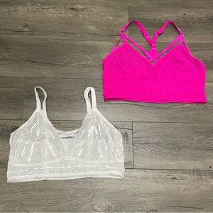Torrid 2 Unlined Lace Bralette Pink and White Size 2 2X